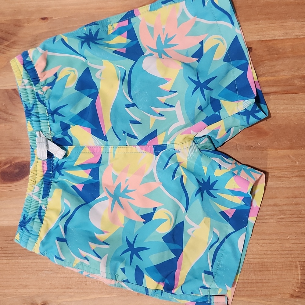 Chubbies Kids Swim Trunks - Blue and Yellow Tropical